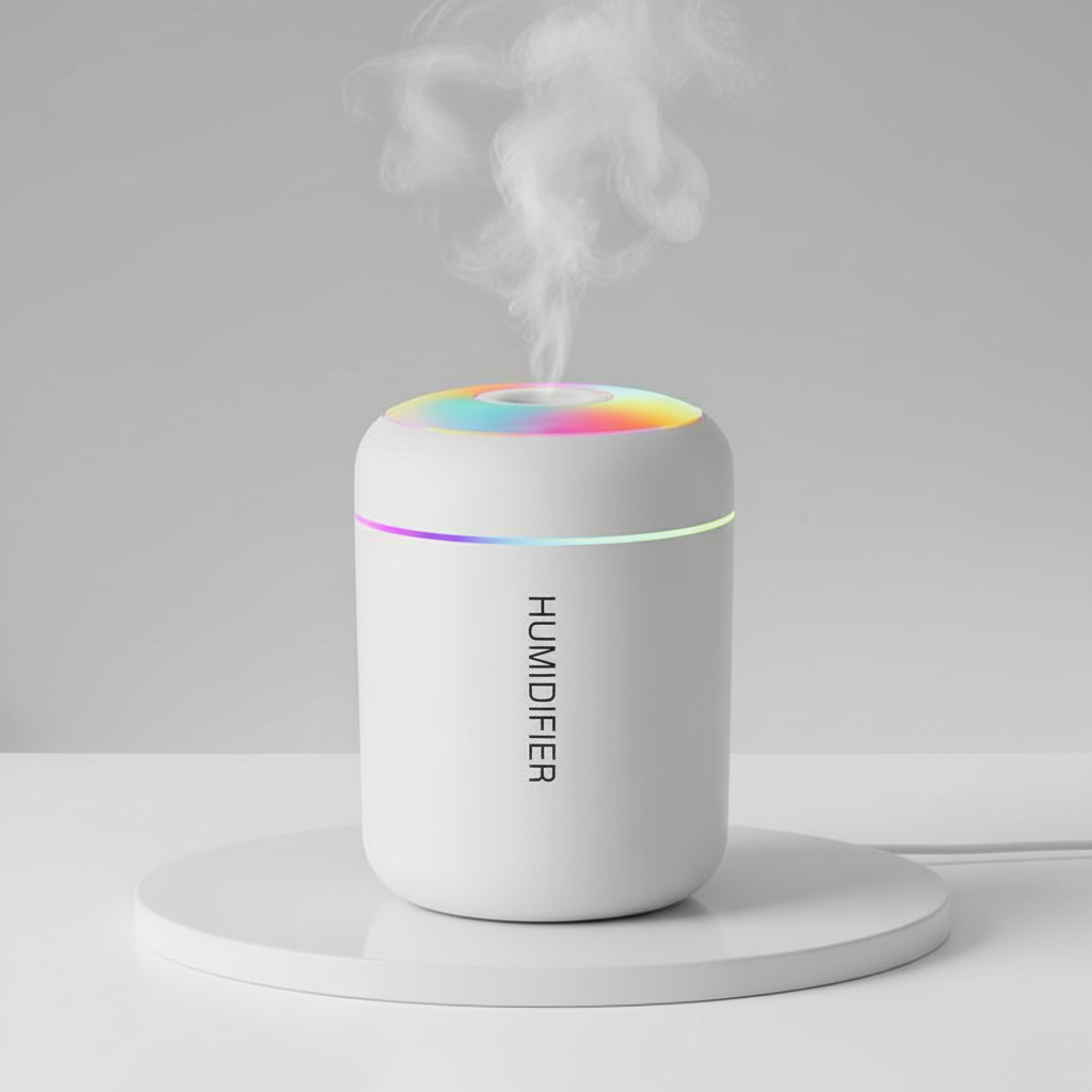 Humidify – compacte luchtbevochtiger met LED-verlichting (zwart/wit)