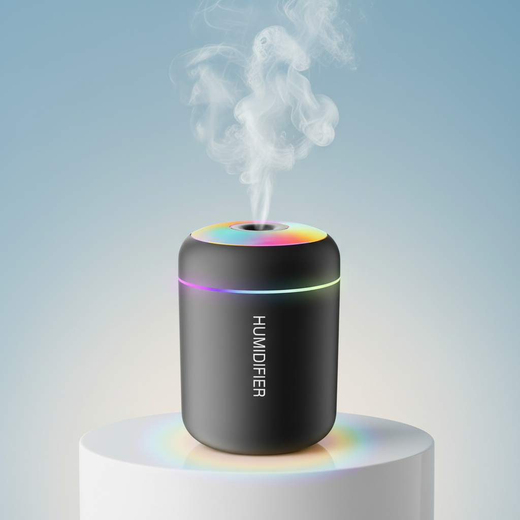 Humidify – compacte luchtbevochtiger met LED-verlichting (zwart/wit)