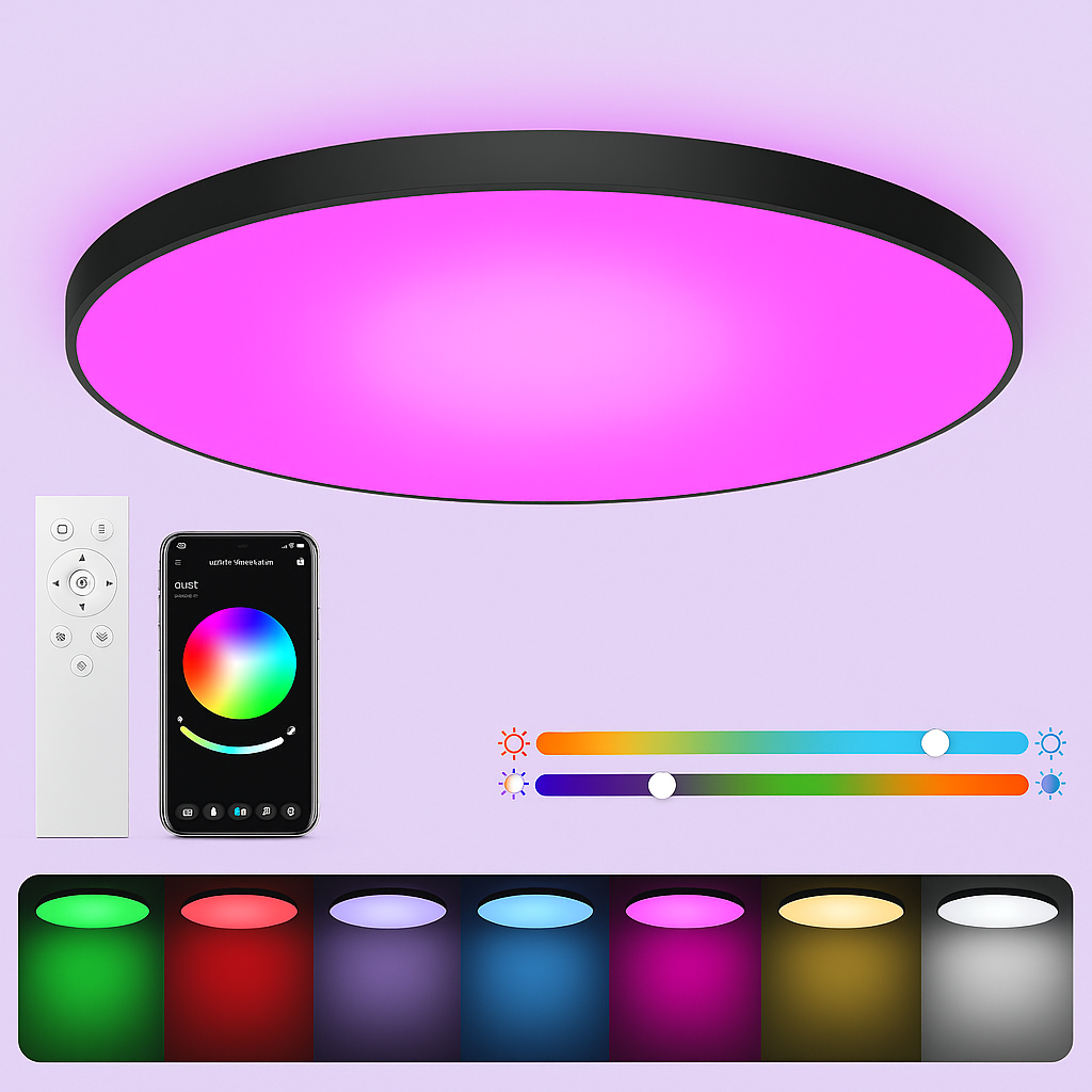 Dimbare Smart LED Plafondlamp 24W - zwart - 16 miljoen kleuren