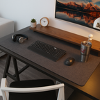 DeskEase Antislip Bureaumat 80x40cm Donkergrijs/Lichtgrijs – Minimalistisch Design, Premium Wolvilt