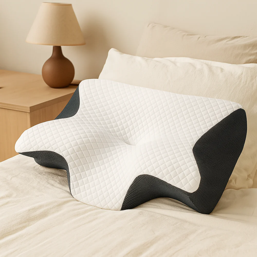 SleepAlign Pro – Orthopedisch Nek Kussen Wit/Zwart/Grijs
