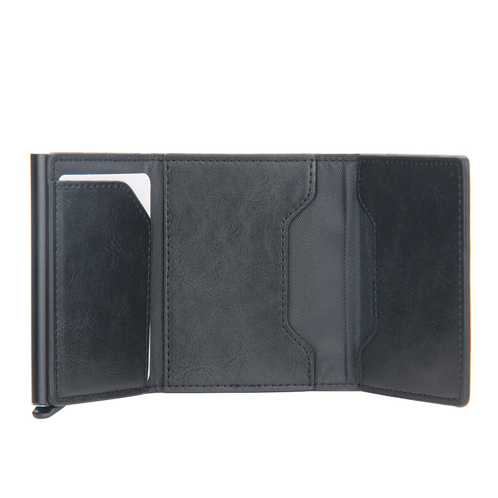 Heren pasjeshouder met automatisch klemsysteem - zwart/blauw/bruin/okerbruin | PU leer