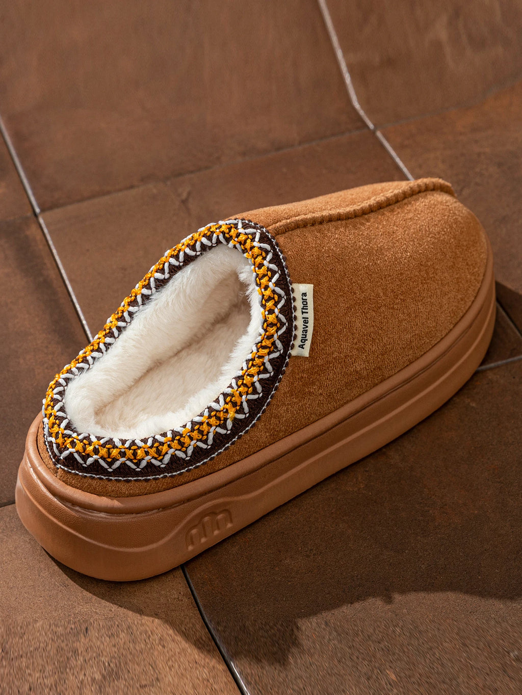 Warme dames pantoffel laarzen met zachte zool - Zwart/Grijs/Bruin