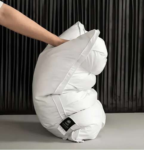 RoyalCloud Luxe Ganzendons Slaapkussen – Wit/Grijs/Bruin