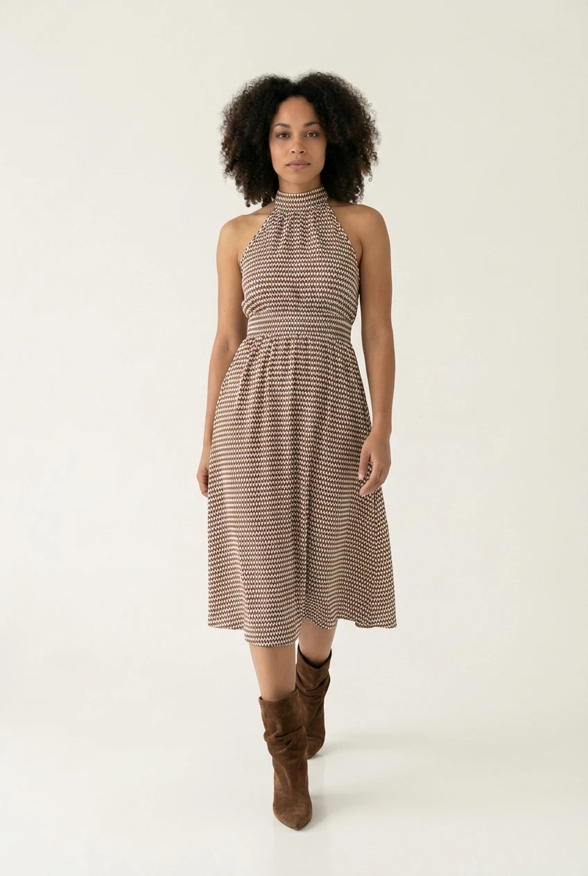 VIVIËN | Dames midijurk met getailleerde taille