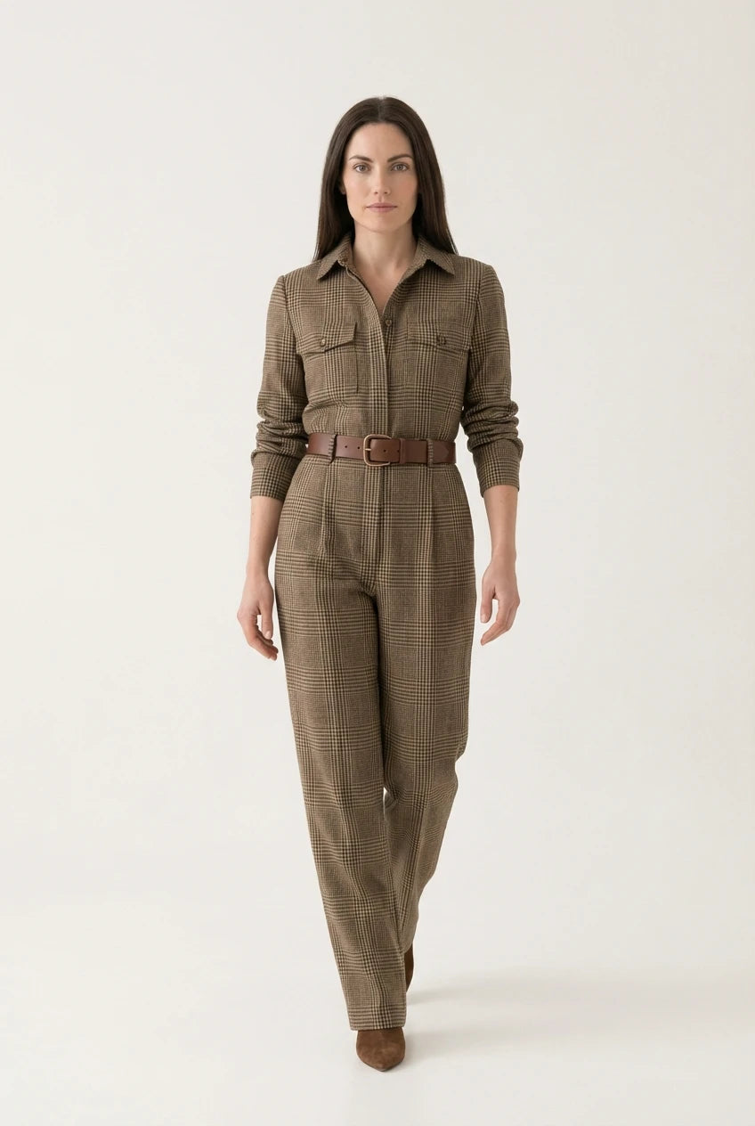 ARIA | Dames geruite jumpsuit met getailleerde top
