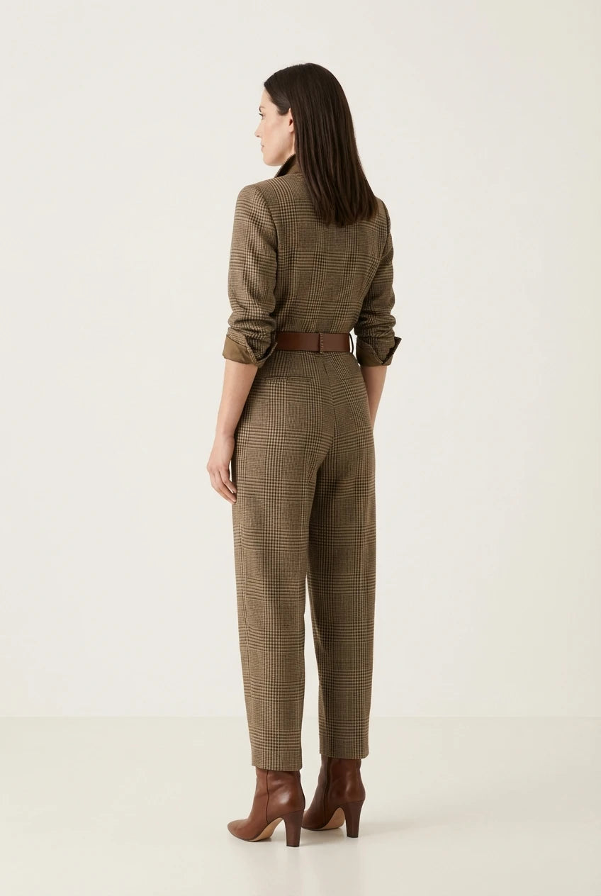 ARIA | Dames geruite jumpsuit met getailleerde top
