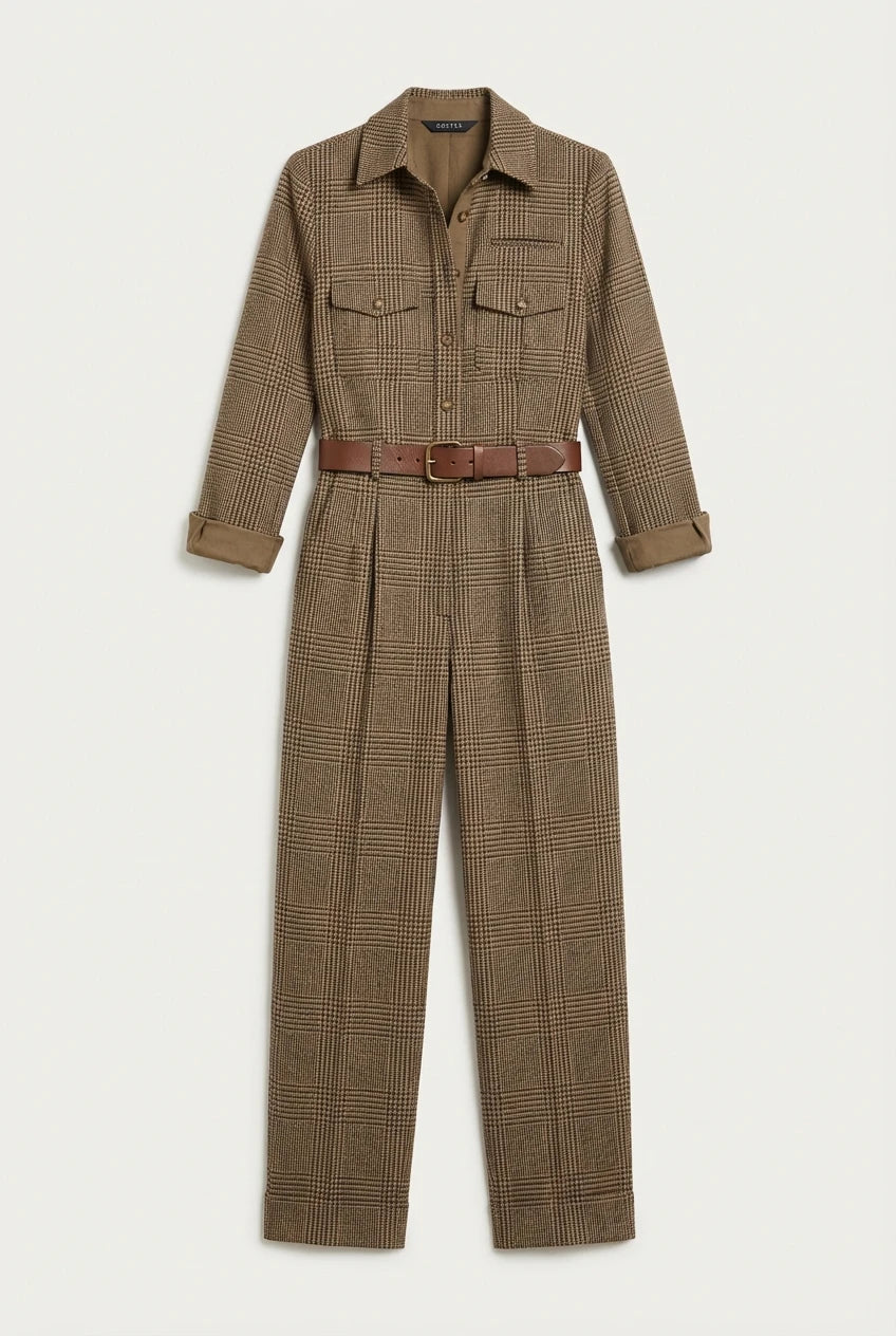 ARIA | Dames geruite jumpsuit met getailleerde top