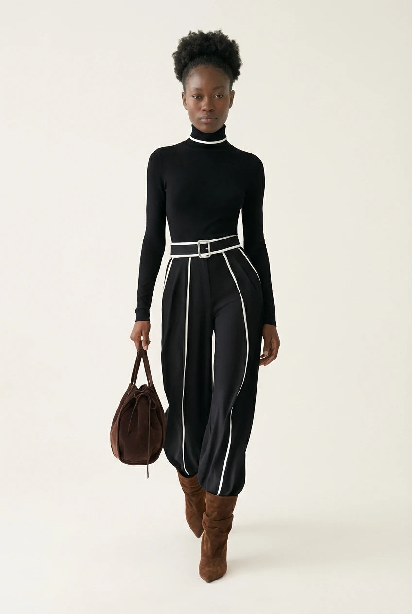 ELISE | Dames broekpak met opstaande kraag en subtiele bies