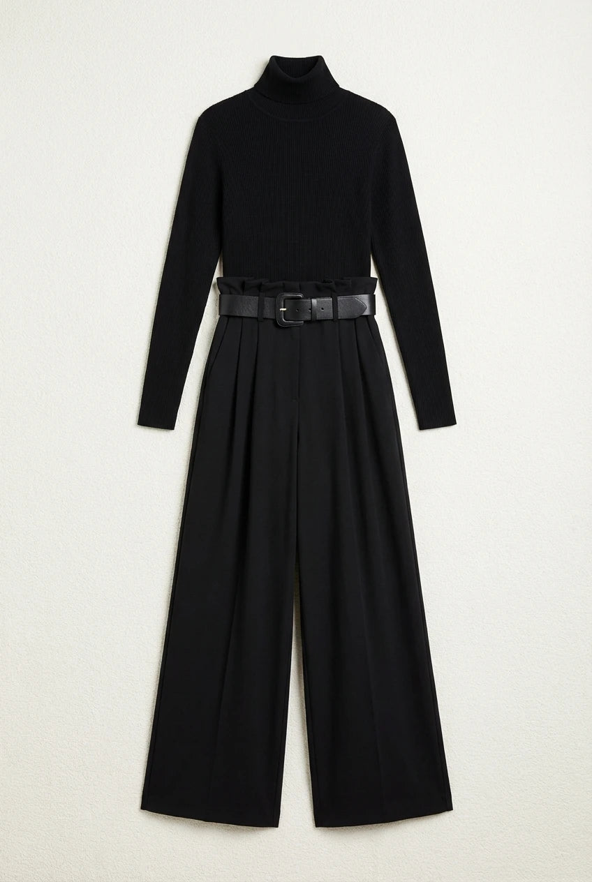 ELENA | Elegante hooggetailleerde broek met wijde pijpen