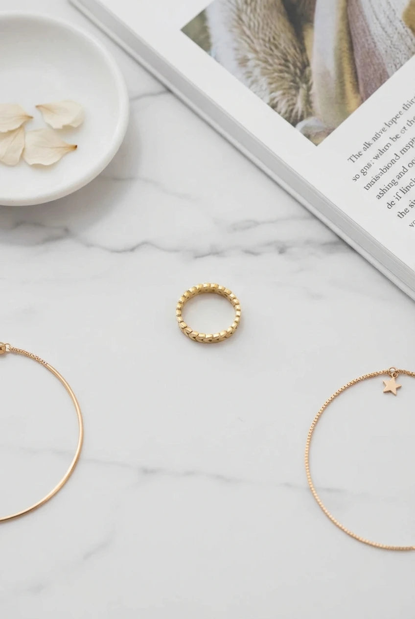 Ring met tarweblad design — 18k verguld