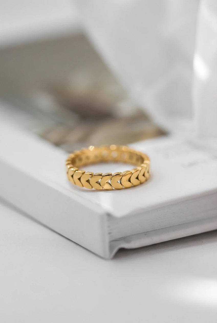 Ring met tarweblad design — 18k verguld