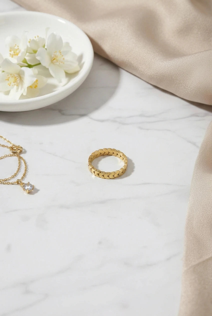 Ring met tarweblad design — 18k verguld