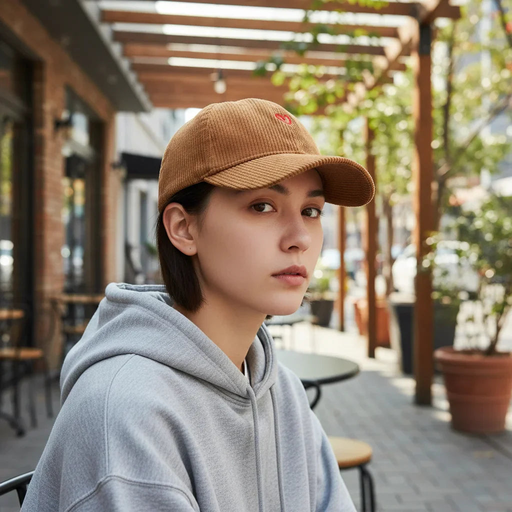 Corduroy Cap – Geborduurd Hartje – Verstelbaar – Trendy Pet in Diverse Kleuren