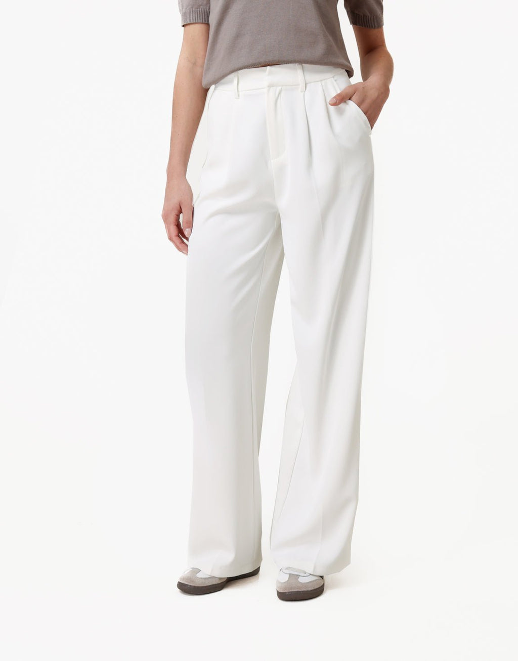 CLEMENCE | Pantalon Wit Wijd Model