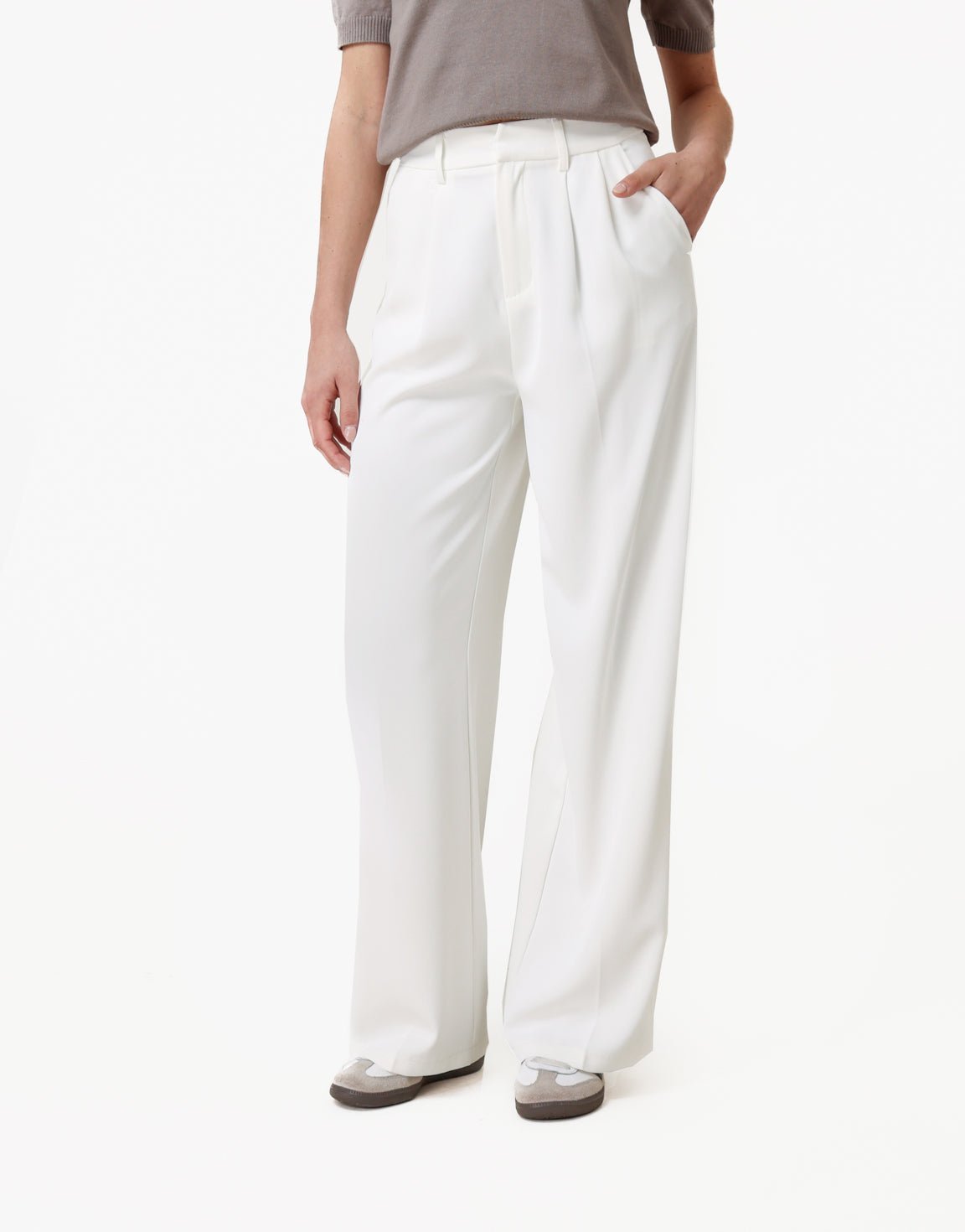 CLEMENCE | Pantalon Wit Wijd Model